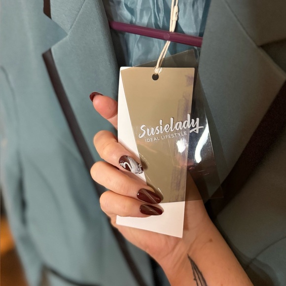 NWT Teal Blazer with Black Trim - Picture 2 of 5